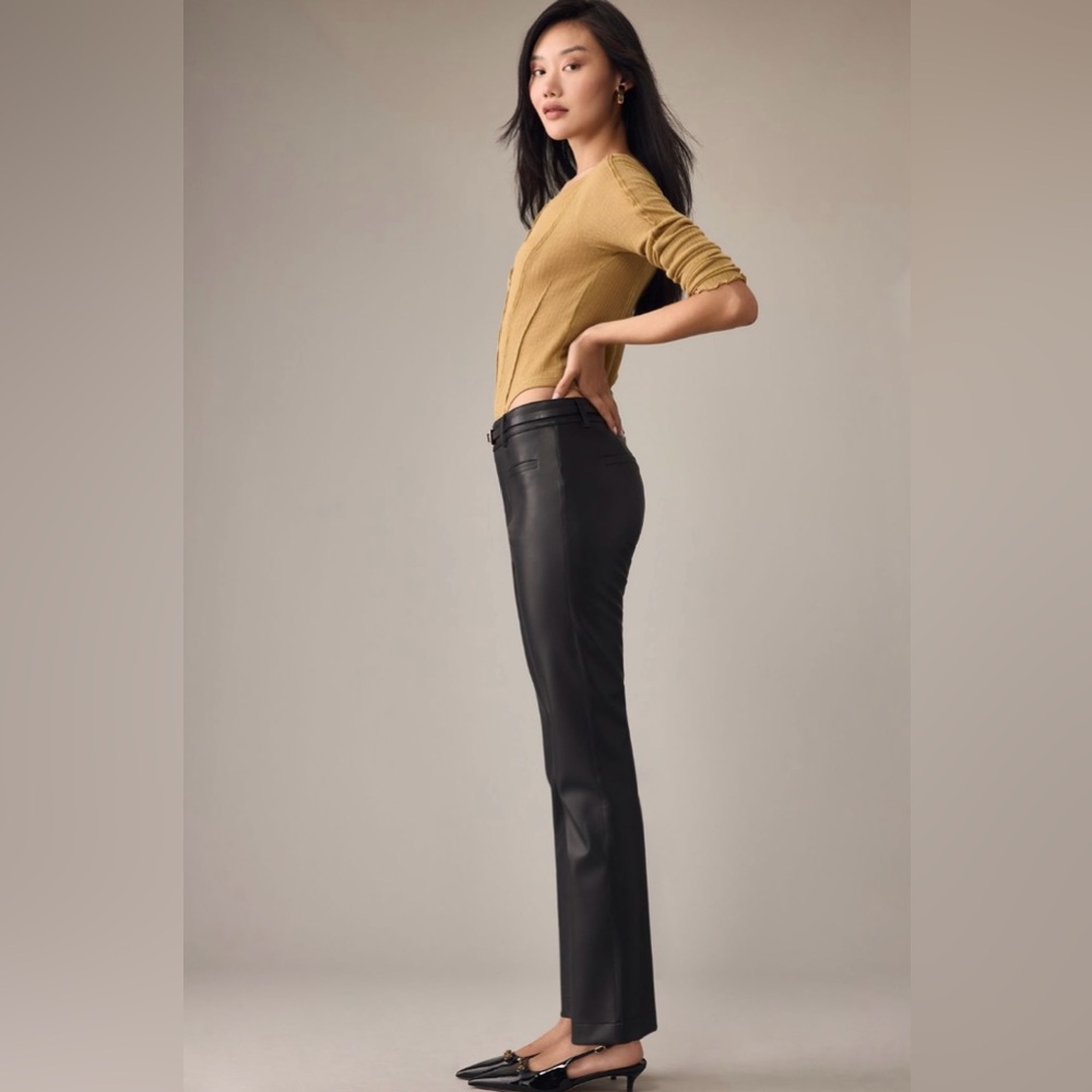 Maeve The Essential Slim Kick Pants - Black Vegan Leather